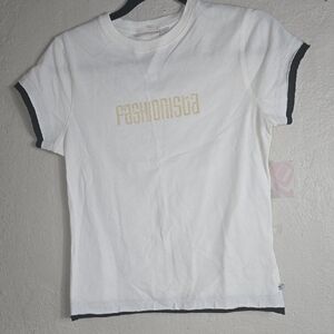 NWT JLO White Short Sleeve Tee with Minimalist Design